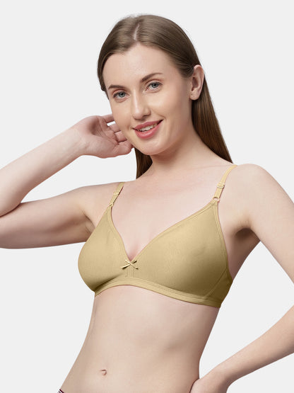 Non Padded Medium Coverage Polyster Cotton Everyday Bra with Adjustable Straps Non Wired and Hook and Eye Closure - Omania