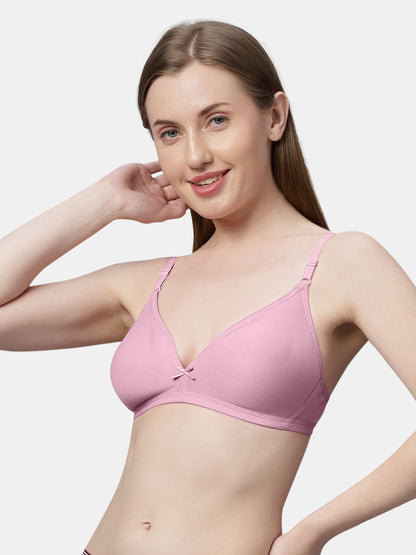 Non Padded Medium Coverage Polyster Cotton Everyday Bra with Adjustable Straps Non Wired and Hook and Eye Closure - Omania