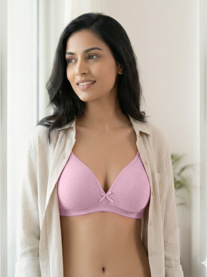 Non Padded Medium Coverage Polyster Cotton Everyday Bra with Adjustable Straps Non Wired and Hook and Eye Closure - Omania