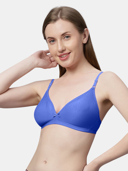 Non Padded Medium Coverage Polyster Cotton Everyday Bra with Adjustable Straps Non Wired and Hook and Eye Closure - Omania