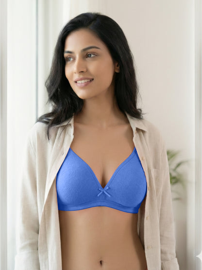 Non Padded Medium Coverage Polyster Cotton Everyday Bra with Adjustable Straps Non Wired and Hook and Eye Closure - Omania