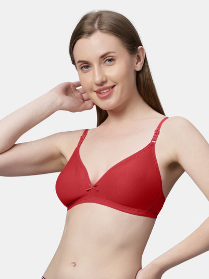 Non Padded Medium Coverage Polyster Cotton Everyday Bra with Adjustable Straps Non Wired and Hook and Eye Closure - Omania