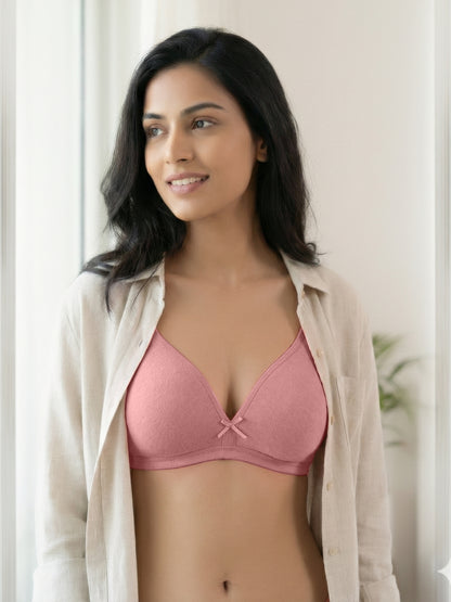 Non Padded Medium Coverage Polyster Cotton Everyday Bra with Adjustable Straps Non Wired and Hook and Eye Closure - Omania