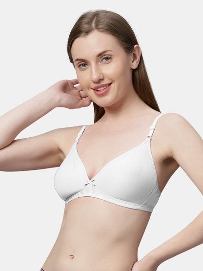 Non Padded Medium Coverage Polyster Cotton Everyday Bra with Adjustable Straps Non Wired and Hook and Eye Closure - Omania