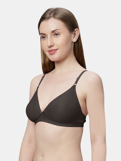 Non Padded Medium Coverage Polyster Cotton Everyday Bra with Adjustable Straps Non Wired and Hook and Eye Closure - Omania