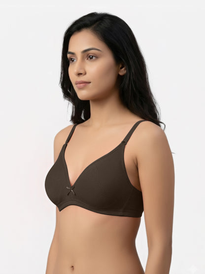 Non Padded Medium Coverage Polyster Cotton Everyday Bra with Adjustable Straps Non Wired and Hook and Eye Closure - Omania