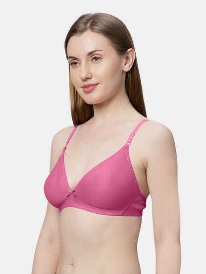 Non Padded Medium Coverage Polyster Cotton Everyday Bra with Adjustable Straps Non Wired and Hook and Eye Closure - Omania