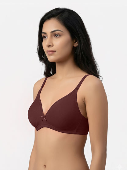 Non Padded Medium Coverage Polyster Cotton Everyday Bra with Adjustable Straps Non Wired and Hook and Eye Closure - Omania
