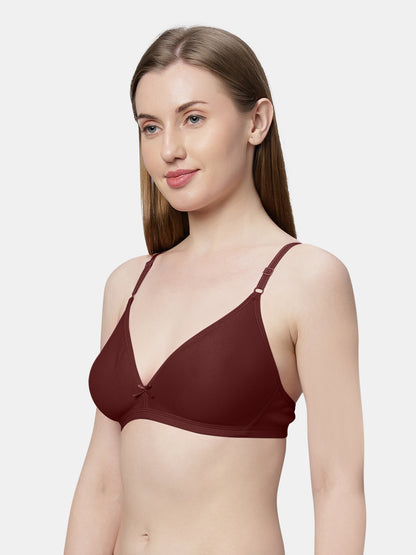Non Padded Medium Coverage Polyster Cotton Everyday Bra with Adjustable Straps Non Wired and Hook and Eye Closure - Omania