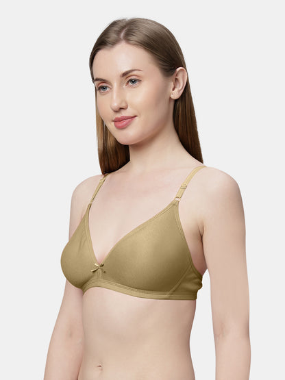 Non Padded Medium Coverage Polyster Cotton Everyday Bra with Adjustable Straps Non Wired and Hook and Eye Closure - Omania