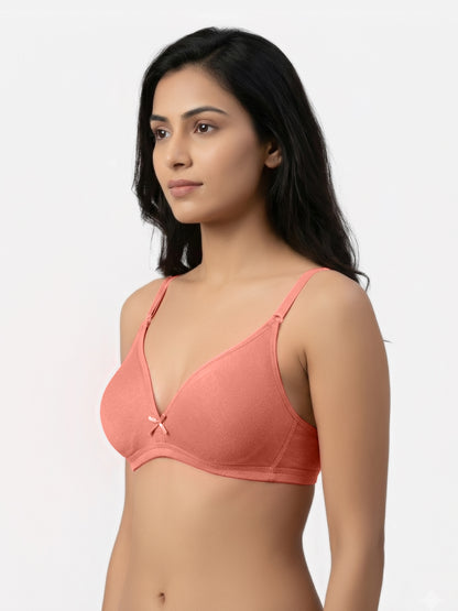 Non Padded Medium Coverage Polyster Cotton Everyday Bra with Adjustable Straps Non Wired and Hook and Eye Closure - Omania