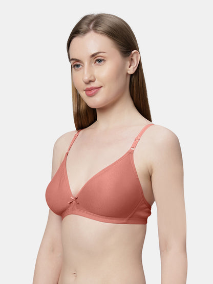 Non Padded Medium Coverage Polyster Cotton Everyday Bra with Adjustable Straps Non Wired and Hook and Eye Closure - Omania