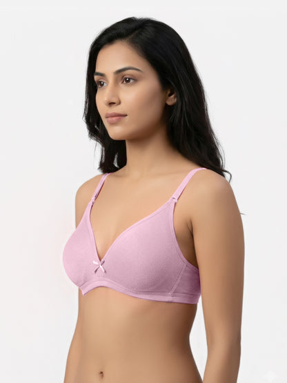 Non Padded Medium Coverage Polyster Cotton Everyday Bra with Adjustable Straps Non Wired and Hook and Eye Closure - Omania