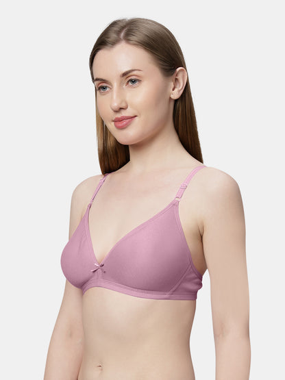 Non Padded Medium Coverage Polyster Cotton Everyday Bra with Adjustable Straps Non Wired and Hook and Eye Closure - Omania