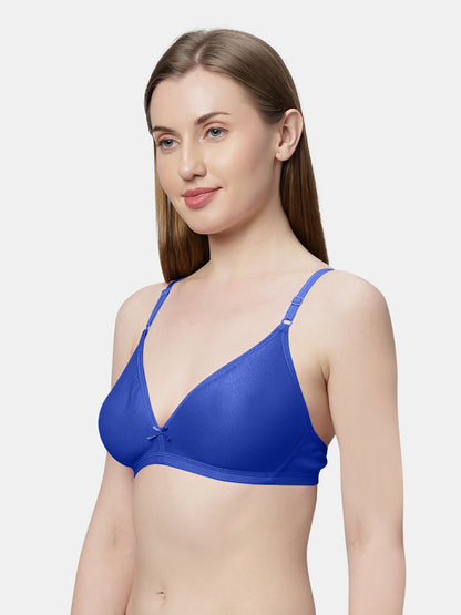 Non Padded Medium Coverage Polyster Cotton Everyday Bra with Adjustable Straps Non Wired and Hook and Eye Closure - Omania