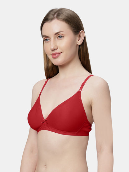 Non Padded Medium Coverage Polyster Cotton Everyday Bra with Adjustable Straps Non Wired and Hook and Eye Closure - Omania