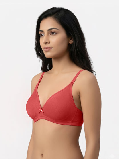 Non Padded Medium Coverage Polyster Cotton Everyday Bra with Adjustable Straps Non Wired and Hook and Eye Closure - Omania