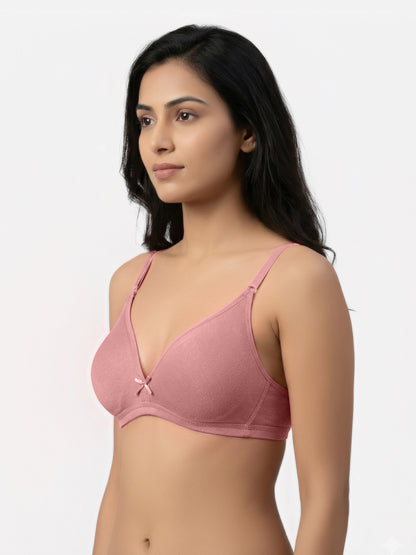 Non Padded Medium Coverage Polyster Cotton Everyday Bra with Adjustable Straps Non Wired and Hook and Eye Closure - Omania