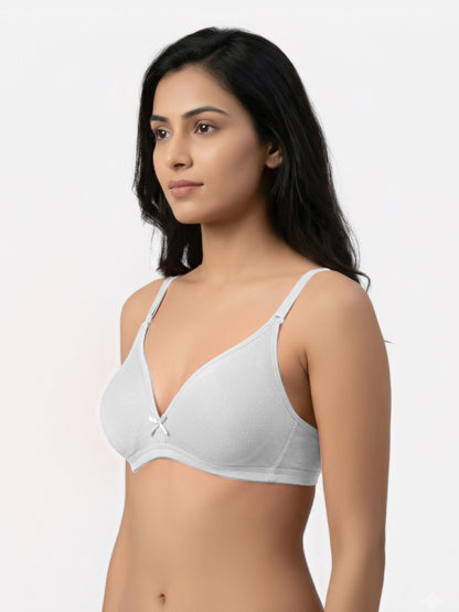 Non Padded Medium Coverage Polyster Cotton Everyday Bra with Adjustable Straps Non Wired and Hook and Eye Closure - Omania