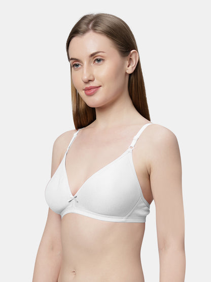 Non Padded Medium Coverage Polyster Cotton Everyday Bra with Adjustable Straps Non Wired and Hook and Eye Closure - Omania