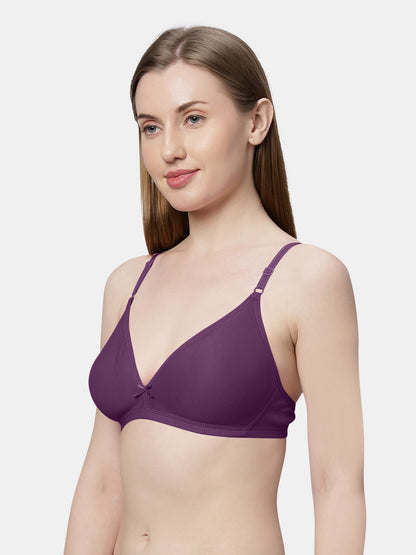 Non Padded Medium Coverage Polyster Cotton Everyday Bra with Adjustable Straps Non Wired and Hook and Eye Closure - Omania