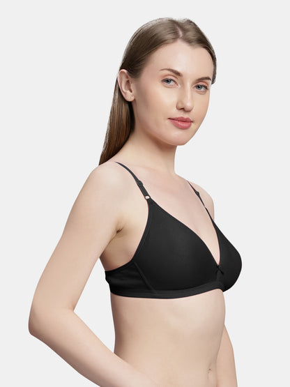 Non Padded Medium Coverage Polyster Cotton Everyday Bra with Adjustable Straps Non Wired and Hook and Eye Closure - Omania