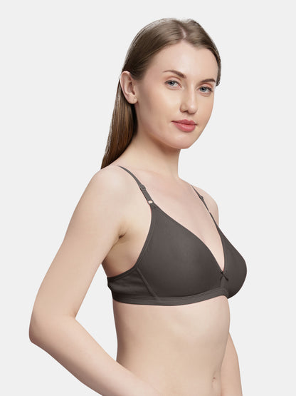 Non Padded Medium Coverage Polyster Cotton Everyday Bra with Adjustable Straps Non Wired and Hook and Eye Closure - Omania