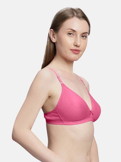 Non Padded Medium Coverage Polyster Cotton Everyday Bra with Adjustable Straps Non Wired and Hook and Eye Closure - Omania