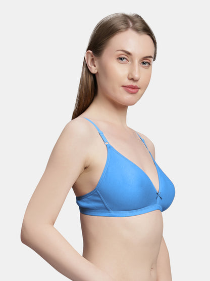 Non Padded Medium Coverage Polyster Cotton Everyday Bra with Adjustable Straps Non Wired and Hook and Eye Closure - Omania