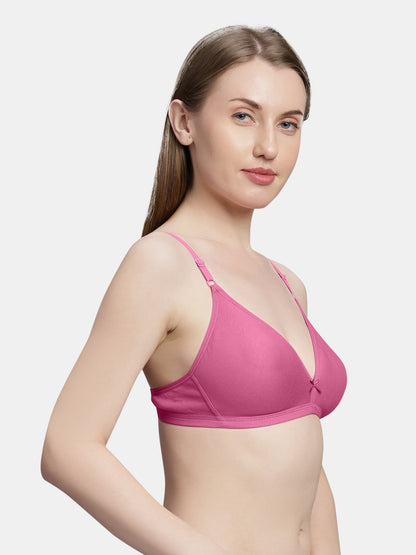Non Padded Medium Coverage Polyster Cotton Everyday Bra with Adjustable Straps Non Wired and Hook and Eye Closure - Omania