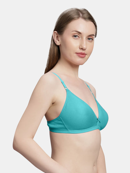 Non Padded Medium Coverage Polyster Cotton Everyday Bra with Adjustable Straps Non Wired and Hook and Eye Closure - Omania