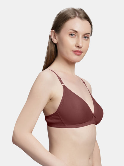 Non Padded Medium Coverage Polyster Cotton Everyday Bra with Adjustable Straps Non Wired and Hook and Eye Closure - Omania