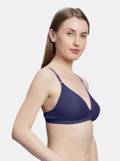 Non Padded Medium Coverage Polyster Cotton Everyday Bra with Adjustable Straps Non Wired and Hook and Eye Closure - Omania