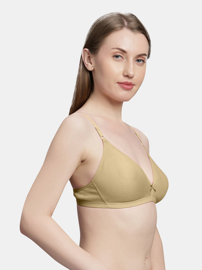 Non Padded Medium Coverage Polyster Cotton Everyday Bra with Adjustable Straps Non Wired and Hook and Eye Closure - Omania