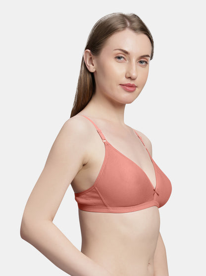 Non Padded Medium Coverage Polyster Cotton Everyday Bra with Adjustable Straps Non Wired and Hook and Eye Closure - Omania