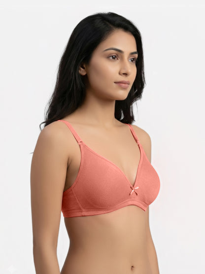 Non Padded Medium Coverage Polyster Cotton Everyday Bra with Adjustable Straps Non Wired and Hook and Eye Closure - Omania