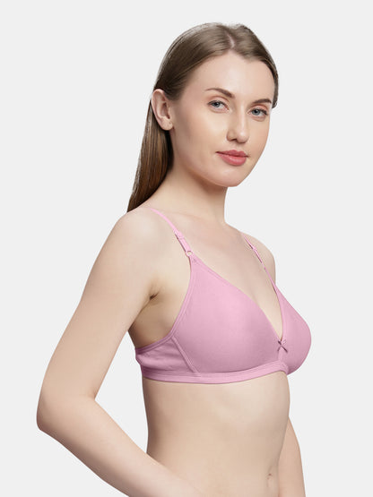 Non Padded Medium Coverage Polyster Cotton Everyday Bra with Adjustable Straps Non Wired and Hook and Eye Closure - Omania