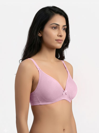 Non Padded Medium Coverage Polyster Cotton Everyday Bra with Adjustable Straps Non Wired and Hook and Eye Closure - Omania