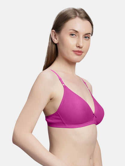 Non Padded Medium Coverage Polyster Cotton Everyday Bra with Adjustable Straps Non Wired and Hook and Eye Closure - Omania