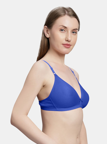 Non Padded Medium Coverage Polyster Cotton Everyday Bra with Adjustable Straps Non Wired and Hook and Eye Closure - Omania