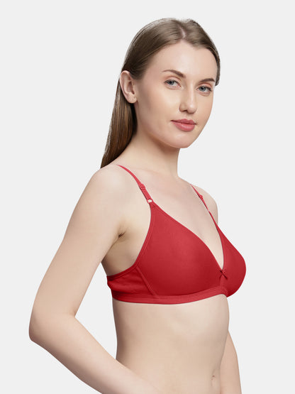 Non Padded Medium Coverage Polyster Cotton Everyday Bra with Adjustable Straps Non Wired and Hook and Eye Closure - Omania