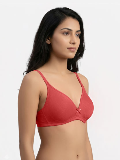 Non Padded Medium Coverage Polyster Cotton Everyday Bra with Adjustable Straps Non Wired and Hook and Eye Closure - Omania