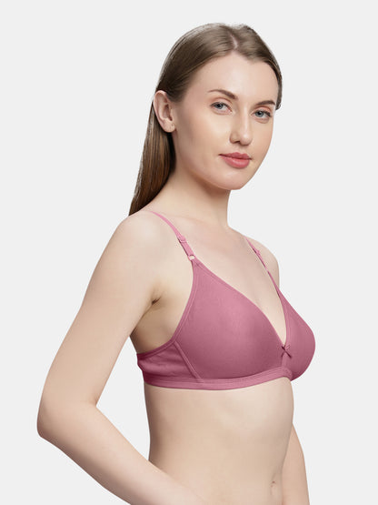 Non Padded Medium Coverage Polyster Cotton Everyday Bra with Adjustable Straps Non Wired and Hook and Eye Closure - Omania