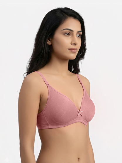 Non Padded Medium Coverage Polyster Cotton Everyday Bra with Adjustable Straps Non Wired and Hook and Eye Closure - Omania