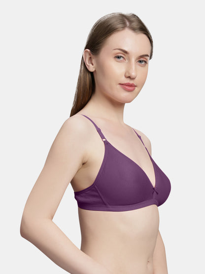 Non Padded Medium Coverage Polyster Cotton Everyday Bra with Adjustable Straps Non Wired and Hook and Eye Closure - Omania