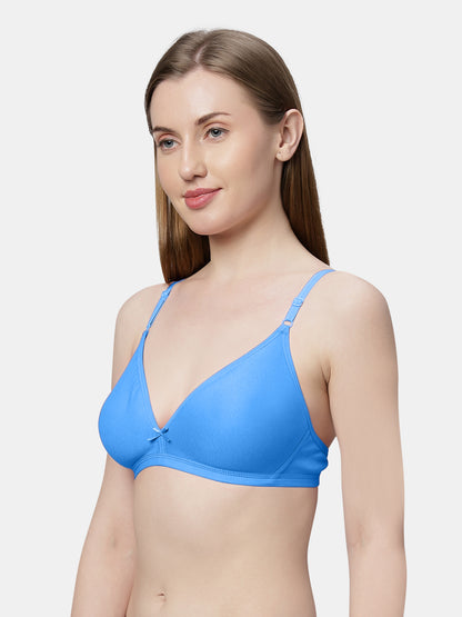 Non Padded Medium Coverage Polyster Cotton Everyday Bra with Adjustable Straps Non Wired and Hook and Eye Closure - Omania