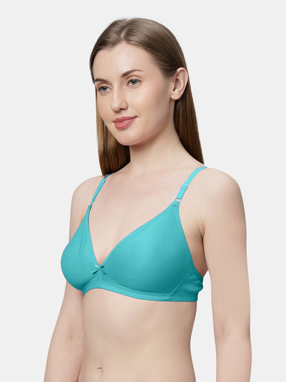 Non Padded Medium Coverage Polyster Cotton Everyday Bra with Adjustable Straps Non Wired and Hook and Eye Closure - Omania
