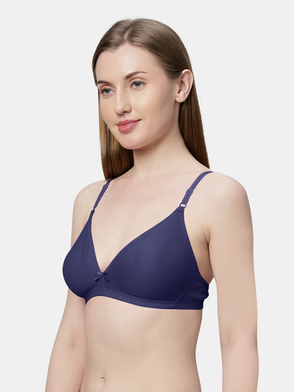 Non Padded Medium Coverage Polyster Cotton Everyday Bra with Adjustable Straps Non Wired and Hook and Eye Closure - Omania
