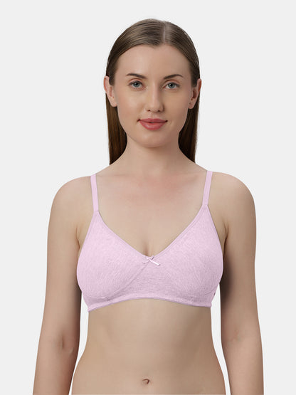 Medium Coverage Non Wired Non Padded Polyester Cotton Everyday Bra with Seamless Cups - Smile