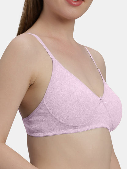Medium Coverage Non Wired Non Padded Polyester Cotton Everyday Bra with Seamless Cups - Smile